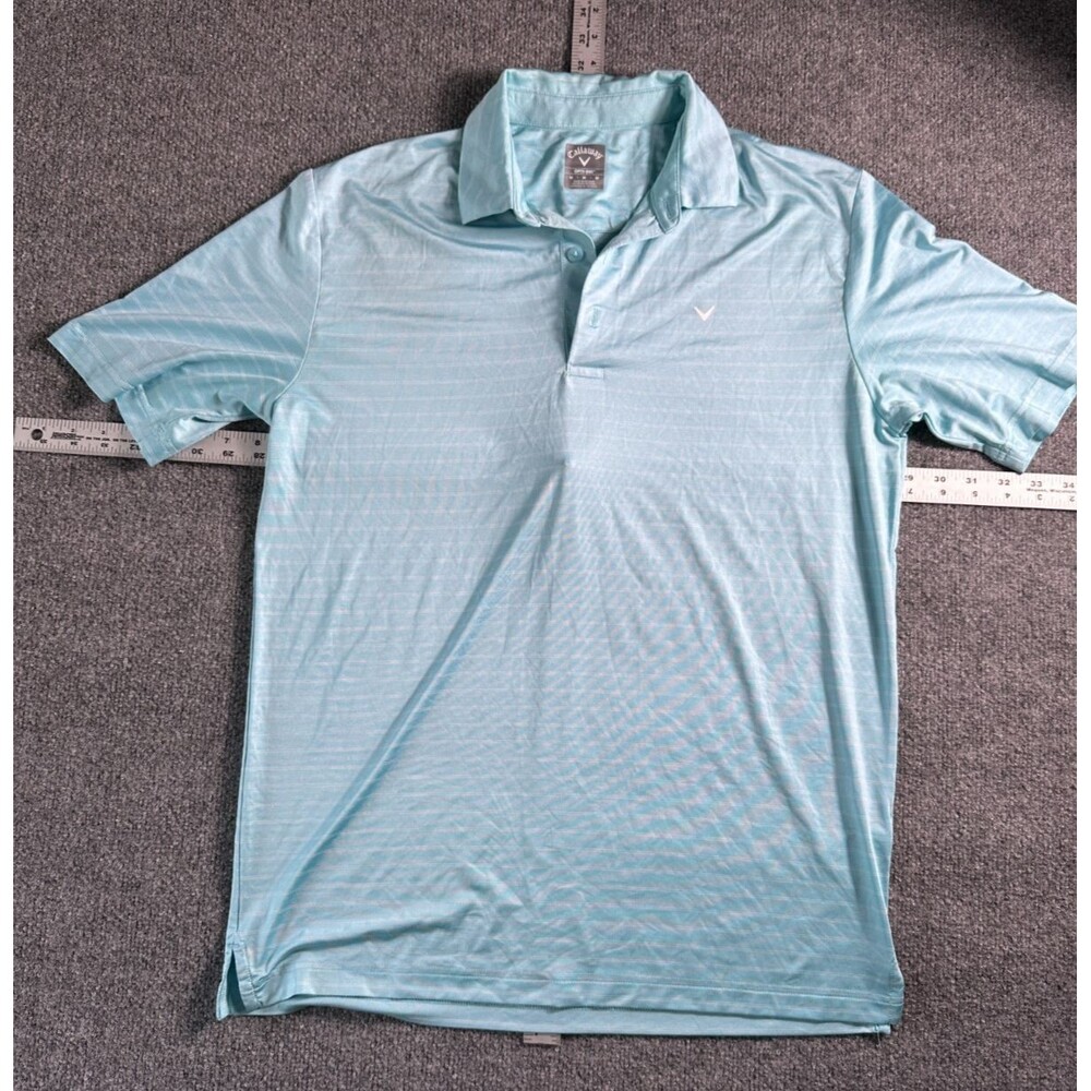 Callaway Golf Polo Shirt Opti Dri Performance Striped Shirt Mens Sz Medium